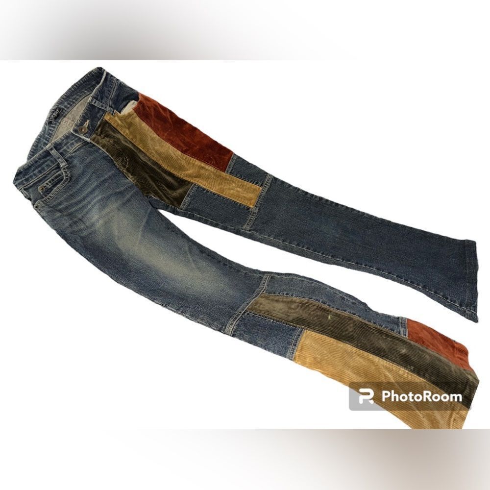 Lucent boot cut Cordaroy patchwork denim jeans. Size small vintage item